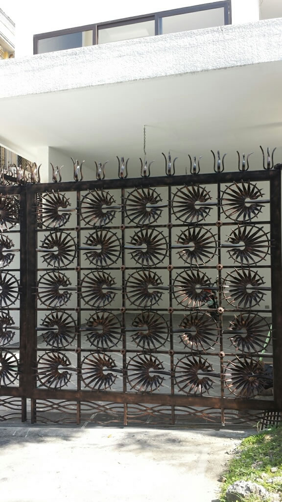 Entrance Gate Anahaw Leaves Antique